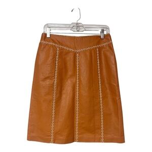 GAP VTG Deadstock Skirt Size 2 Khaki Gold Leather Lined  A-Line Stitching